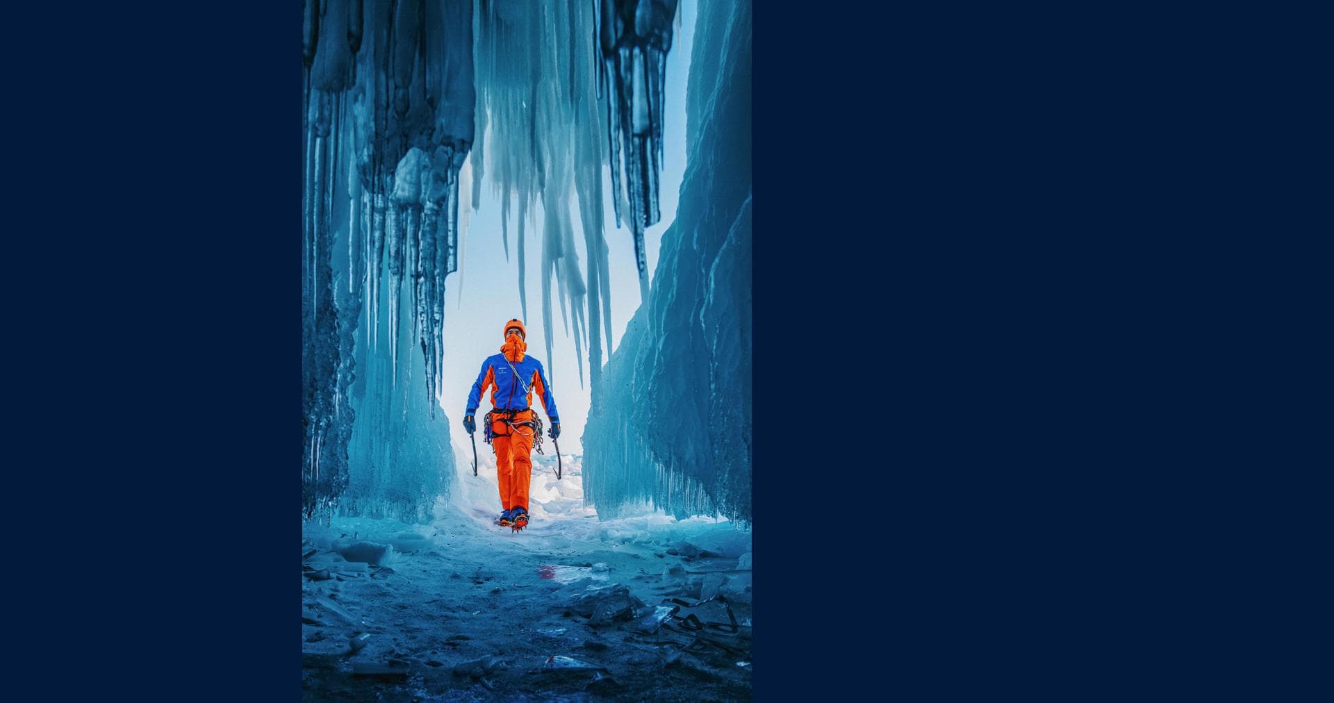 Man entering a cave